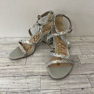 Sam Eldelman Stacie Leather Snake Embossed Heels Size 8.5M